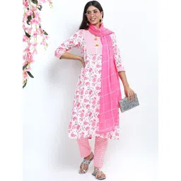 Vishudh Women Floral Printed Kurta with Trouser & Dupatta-picture-24