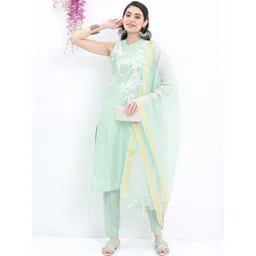 Vishudh Women Floral Printed Kurta with Trousers & With Dupatta-picture-26