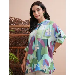 Vishudh Women Floral Printed Mandarin Collar Top-picture-35
