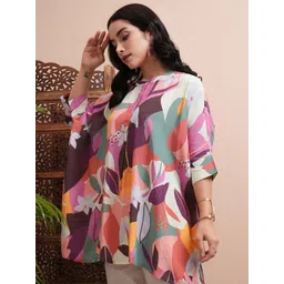 Vishudh Women Floral Printed Mandarin Collar Top-picture-17