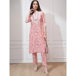 Vishudh Women Floral Printed Regular Kurta with Trousers-picture-27