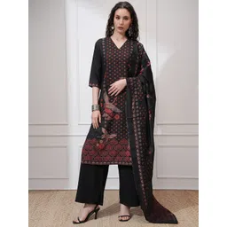 Vishudh Women Floral Printed Regular Kurta with Trousers & With Dupatta-image-41