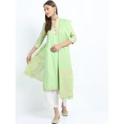 Vishudh Women Green Ethnic Motifs Printed Kurta with Trousers & Dupatta-picture-15