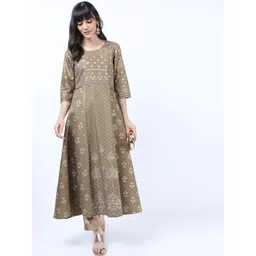 Vishudh Women Green Floral Printed Anarkali Kurta-picture-35