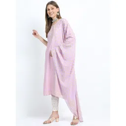 Vishudh Women Mauve & Off-White Ethnic Motifs Printed Kurta with Trousers & Dupatta-picture-29