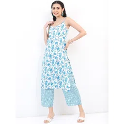 Vishudh Women Off White Floral Printed Kurta with Palazzos-picture-10