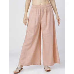 Vishudh Women Peach-Coloured Printed Wide Fit Palazzos-image-21