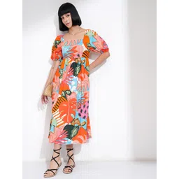 Vishudh Women Printed Gathe Midi Dress-picture-34