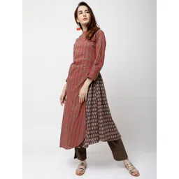 Vishudh Women Red & Brown Printed A-Line Kurta-picture-10