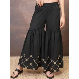 vishudh Women Regular Fit Black Cotton Blend Trousers-picture-11
