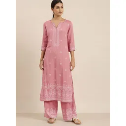 Vishudh Women Rose & White Printed Kurta with Palazzos-picture-29
