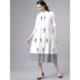Vishudh Women White & Blue Shirt Dress-picture-30