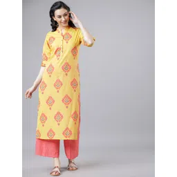 Vishudh Women Yellow & Red Printed Kurta with Palazzos-picture-22