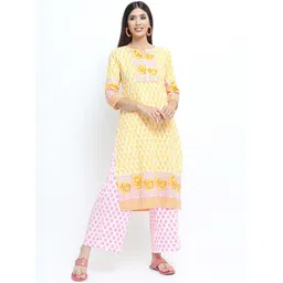 Vishudh Women Yellow Ethnic Motifs Printed Kurta-picture-34