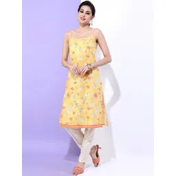Vishudh Women Yellow Floral Embroidered Thread Work Kurta-picture-37