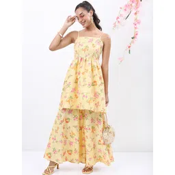 Vishudh Women Yellow Floral Printed Regular Kurta with Sharara-picture-41
