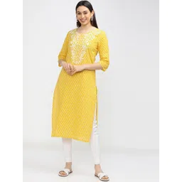 Vishudh Women Yellow Printed Kurta-picture-33