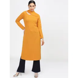 Vishudh Women Yellow Stright Kurta image 1