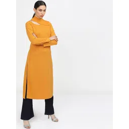 Vishudh Women Yellow Stright Kurta image 3