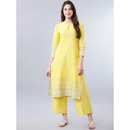 Vishudh Women Yellow Woven Design Straight Kurta-picture-17