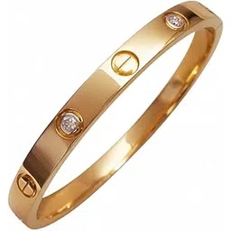 vishvara Gold Plated Stainless Steel Bangle Bracelet for Women, Crystal Studded Fashion Jewelry, Adult Size, 2 cm Length-picture-28