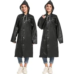 Visions India Women,Men(Unisex) EVA Waterproof Transparent Rain Coat Hooded Outdoor Water Resistant Portable Raincoat Suit for Unisex EVA Rain Coat (Free Size)-picture-10