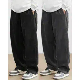 visit wear Men Pack of 2 Washed Relaxed Fit Pleated Pants-picture-38