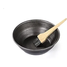 vismay's Vismay’s Handmade Iron Henna Bowl with Wooden Brush Mehandi Katora Heena Kadhai Kadai Karahi Durable Loha Katori for Mehendi Wok Kavala Ideal for Personal Salon & Spa Hair Mask Make In India- 7.5 inch-picture-45