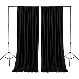 Vistook 5x12FT Decoration Backdrop Black Curtain Drapes Backdrop Panels Background Reflector image 1