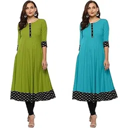 visva designer Plain Cotton Anarkali Top Dresses for Ladies Girls - Combo Set of 2-picture-23