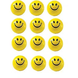 vital creations Cute Funny Yellow Emoji Happy Smiley Face Squeeze Sponge Balls (Set of 12 )- 3 inch-picture-40