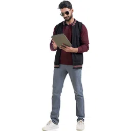 VITAL Men Brand Logo Colourblocked Lightweight Varsity Jacket-picture-40