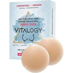 vitalogy Nipple Cover for Women | Reusable & Ultra Thin Soft Silicone, Waterproof Sweat-Free Bra Pad | Smooth Look for Shape Wear, Strapless, Sheer Top Dress for Women - 2 Pair-picture-56