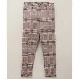 Vitamins Full Length  Check Trousers- Orange White-picture-37