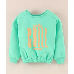 Vitamins Full Sleeves Brushed Fleece Sweatshirt Text Print - Neon Aqua-picture-22