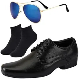 vitoria l Men Black Lace Formal Shoes with Black Socks & Blue Gold Avter-picture-15