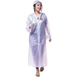 viva rainwear Ladies Waterproof Long Sleeves Raincoat Polka (L, Transparent, With Attractive Assorted Polka Print)-picture-17