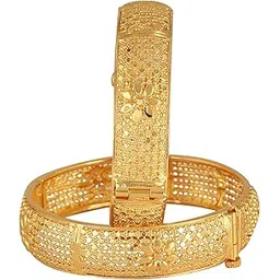 Vivastri 's Premium Gold Plated Meena Designed Alloy Bangles/Kada/Chudi Set -VIVA1033BG-SCREW-2.4-picture-43