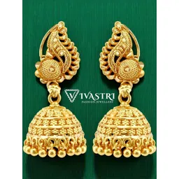 VIVASTRI Gold Plated Alloy Jhumkas Earrings-picture-33