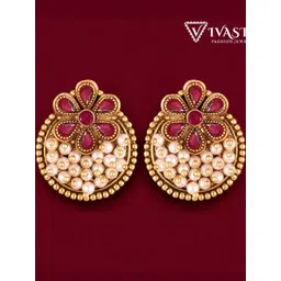 VIVASTRI Women Gold-Plated Artificial Stones and Beads Alloy Studs Earrings-picture-36