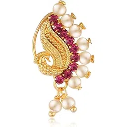 Vivastri's Beautiful & Elegant Peacock Style Designed Nath/Nosepins For Women And Girls -VIVA1080NTH-Press-Red-picture-43