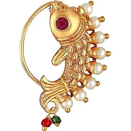 Vivastri's Premium & Elegant Peacock Style Cubic Zirconia Bead Studded Nose Ring For Women & Girls - VIVA1278NTH-PRESS-picture-36