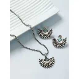 VIVAZS Oxidized Silver-Plated Stone Studded Moon Jewellery Set-picture-31