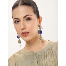 VIVAZS Rhodium Plated Contemporary Bird Shaped Jhumkas Earrings-picture-25