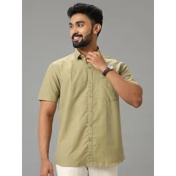 Viveagham Men Classic Fit Solid Spread Collar Casual Shirt-picture-26