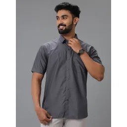 Viveagham Men Classic Fit Solid Spread Collar Silk Casual Shirt-picture-34