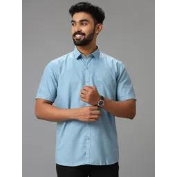 Viveagham Men Classic Fit Solid Spread Collar Silk Casual Shirt-picture-40