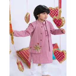 Vivedkids Boys Embroidered Pure Cotton Kurta Sets image 3