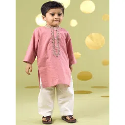 Vivedkids Boys Embroidered Regular Pure Cotton Kurta with Trousers-picture-16
