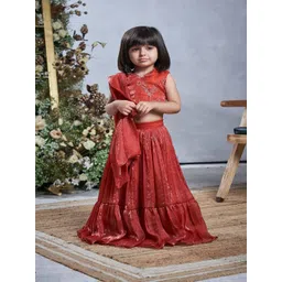 Vivedkids Girls Embellished Thread Work Ready to Wear Lehenga &-picture-24